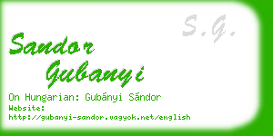 sandor gubanyi business card